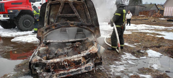 В Валдайском районе загорелся автомобиль, погиб человек