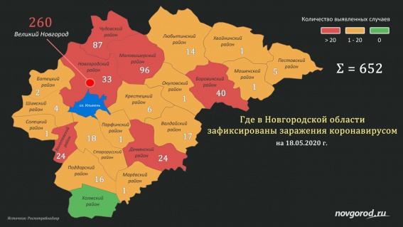 Новые случаи коронавируса выявили в половине районов Новгородской области