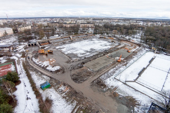 Реконструкция на стадионе «Центральный», апрель 2015. © Фото из архива интернет-портала «Новгород.ру»