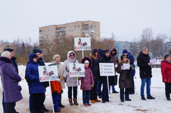 Новгородцы вышли на митинг за продолжение благоустройства парка Юности, «Лугового» и сквера у Веряжи