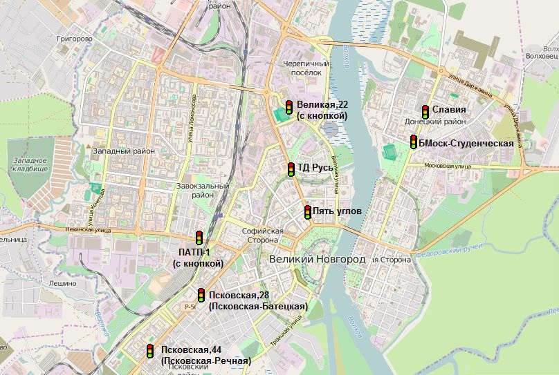 Карта центра великого новгорода