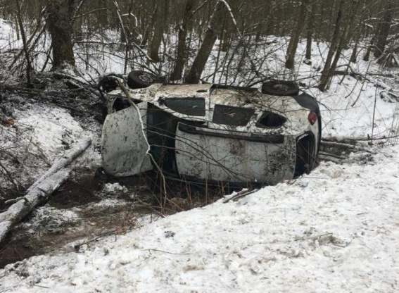 В Новгородской области два автомобиля улетели в кювет и перевернулись