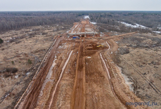 Строительство трассы М11, март 2015 года. © Фото из архива интернет-портала «Новгород.ру»
