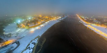 Панорама: Новгородский кремль в день первого снегопада